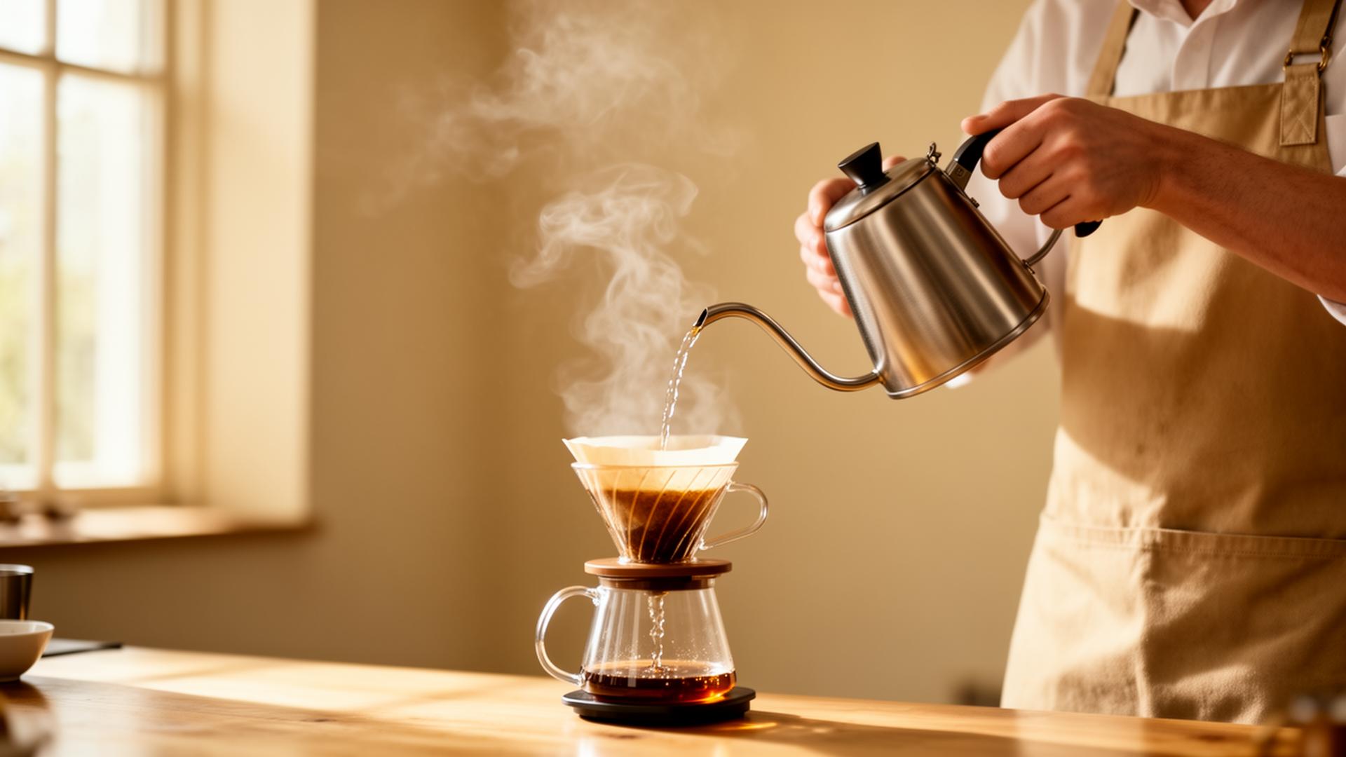 Barista performing a V60 pour over ritual